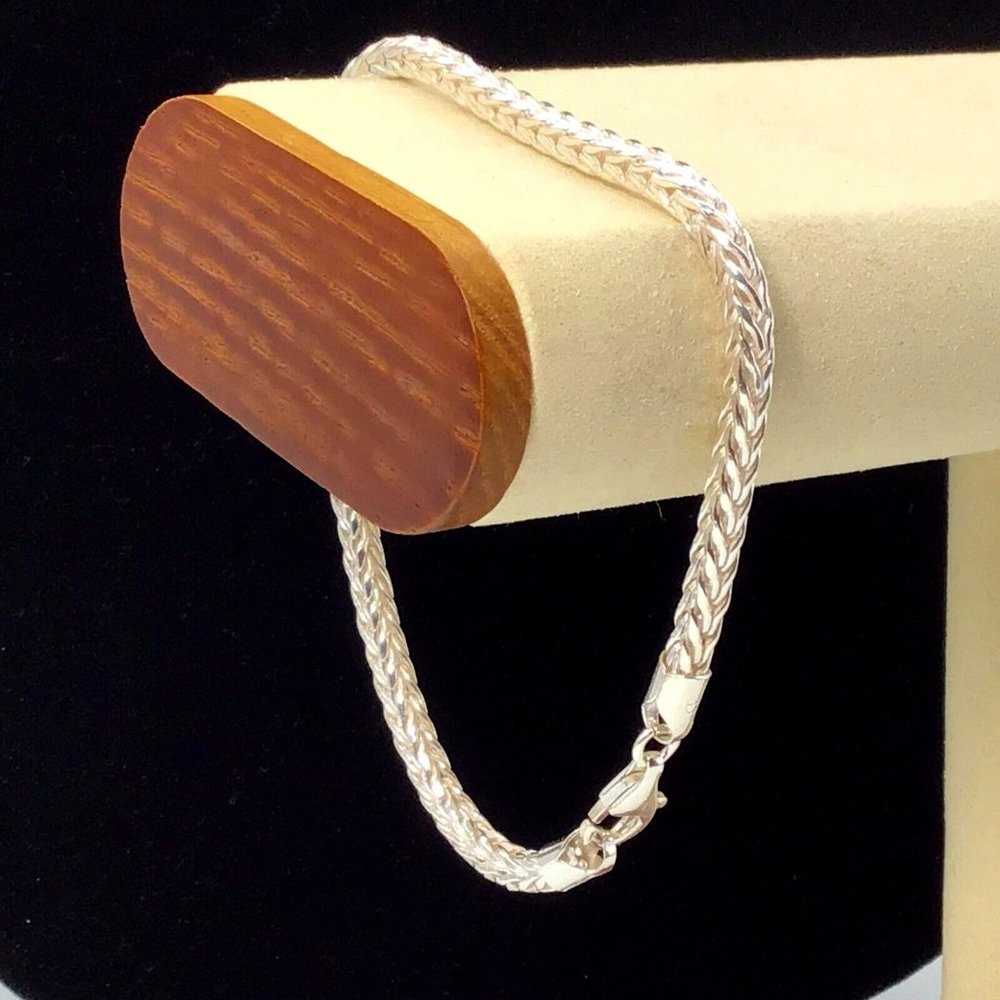 Sterling Silver Bracelet Solid Wheat Chain 9” 4mm… - image 1